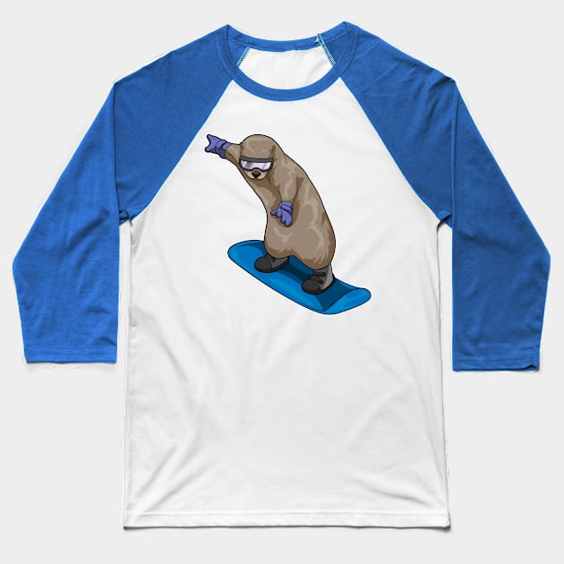 Otter Snowboard Winter sports Baseball T-Shirt by Markus Schnabel